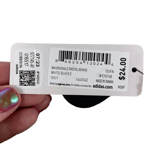 Adidas Originals Trefoil White Womens Fit Knit Beanie - Picture 9 of 11